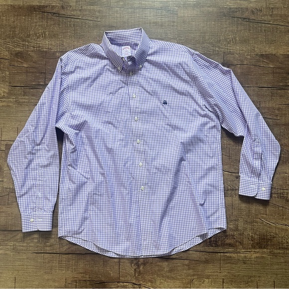 Brooks Brothers 346 Button-Down Long Sleeve Cotton Striped Shirt, Men's Size L Supima Cotton white type Vintage Second Hand